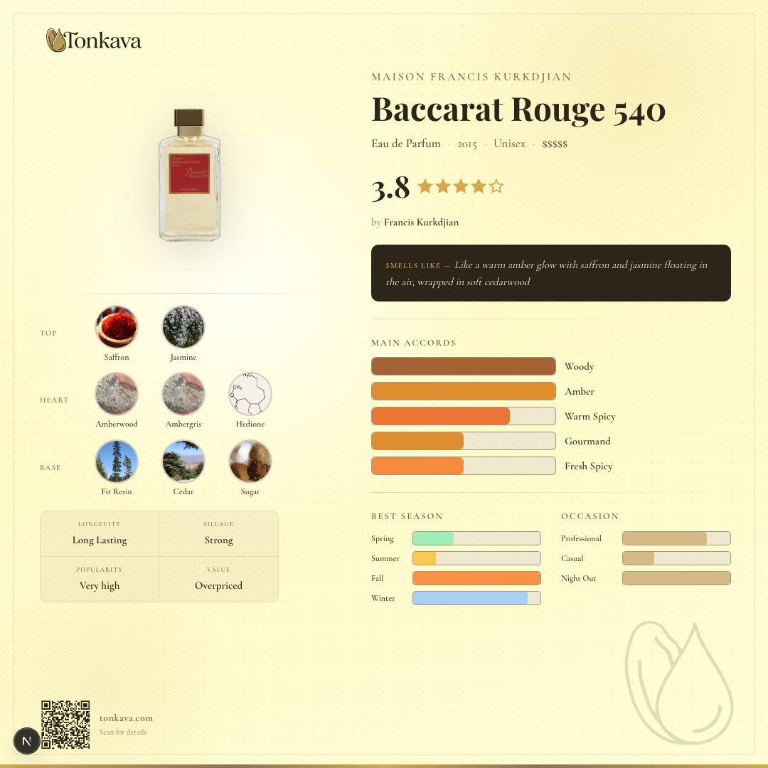 Maison Francis Kurkdjian Baccarat Rouge 540 fragrance card