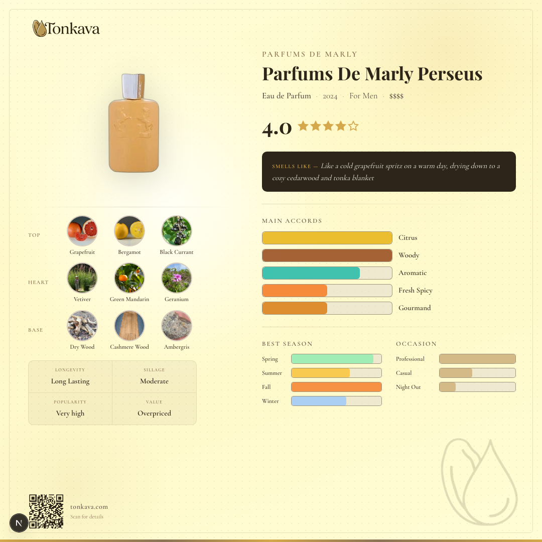 Parfums De Marly Perseus fragrance card