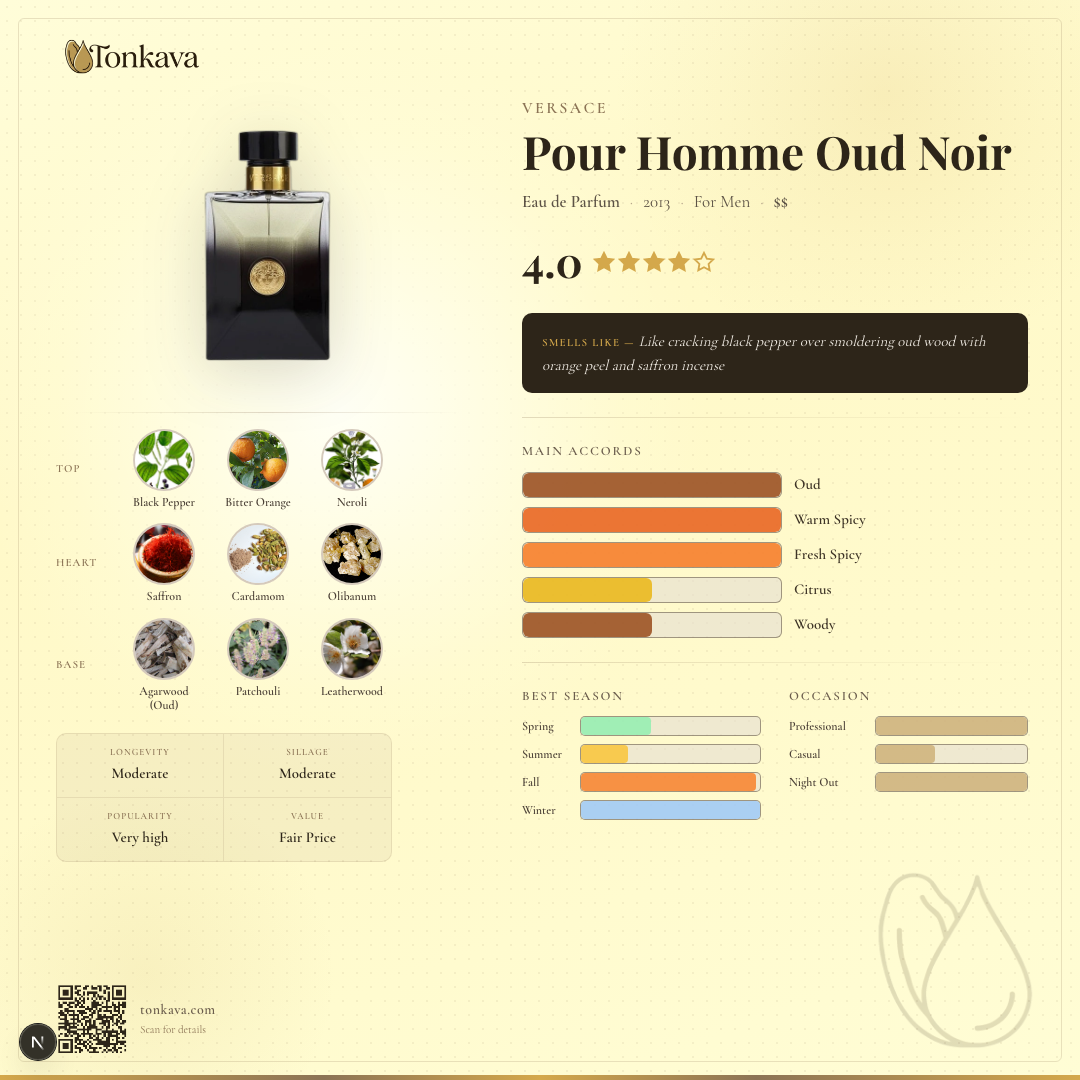 Versace Pour Homme Oud Noir fragrance card